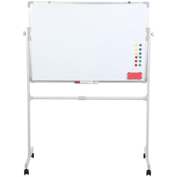 Easel Whiteboard with Wheels Stand 23 x 35 Inches, Magnetic Portable Dry Erase Height Adjustable, Flipchart Easel Stand White Board for Office or Teaching at Home & Classroom$$Office