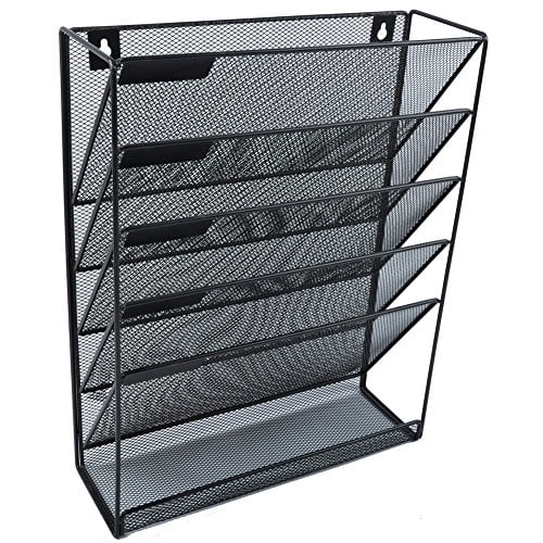 Black Mesh 5-Tier Wall Mounted File Organizer