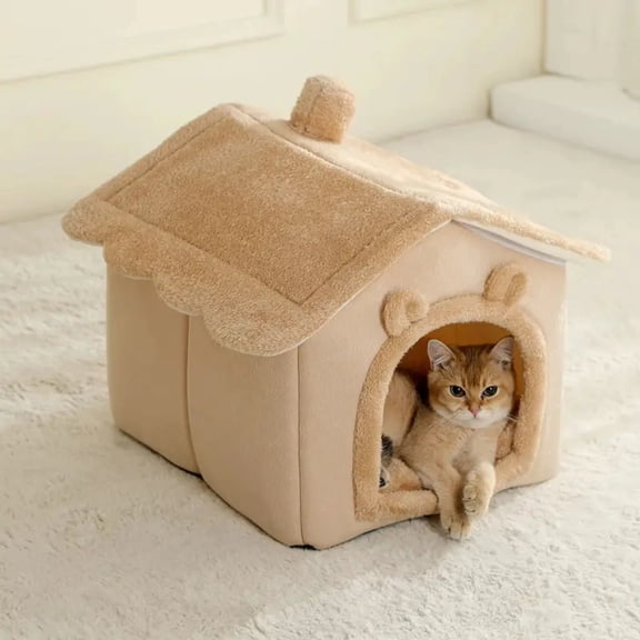 Easeprosper Enclosed Dog Cave Bed, Indoor Small Dog House, Warm Cozy Pet Tunnel Bed for Dachshund Kitten, Soft Fold‑able Cave‑Shaped Sleeping House for Small Pets for cats and dogs
