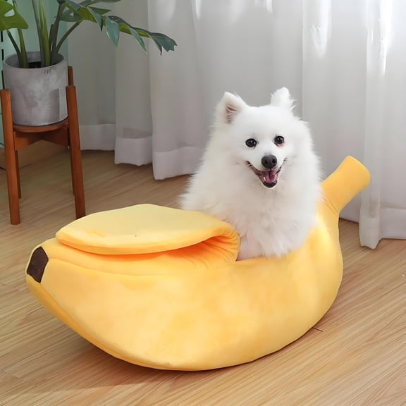 Easeprosper Medium Banana Dog Bed, Soft Plush Cute Banana‑Shaped Pet Sofa Bed, Cozy Snuggle Cushion for Small‑Medium Cats & Dogs