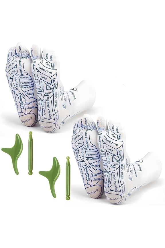 Easerelief Socks, Ease Relief Socks Women, Reflexology Socks with Tools, Acupressure Sockes with Trigger Point Massage Tool (2 pairs B, L)