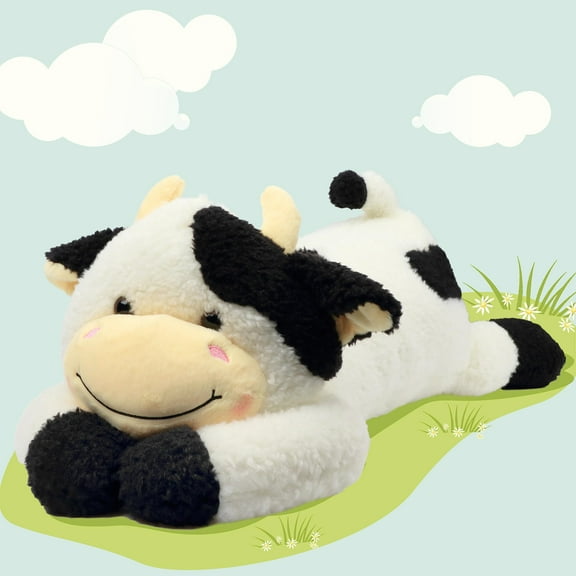 Easfan 36 Lying Cow Stuffed Animal Large Hugging Cow Plush Pillow Toy Soft Cute Cattle Doll Home Decoration Christmas Birthday Gifts for Kids Adults Boys Girls Y101