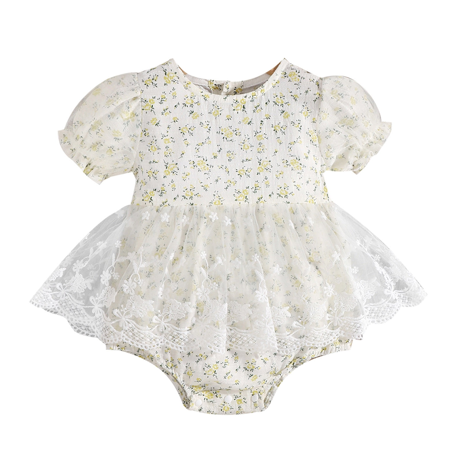 Eashery Baby Casual Tulle Romper Solid Floral Lace Mesh Baby Rompers ...