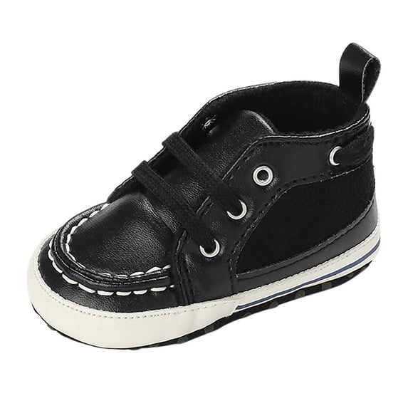 Eashery Baby Shoes Boy Girl Sneakers Closed Toe Crib Shoes for First Walkers Comfort Fall Outdoor Casual Beach Shoes White Toddler Shoes (Black,4)