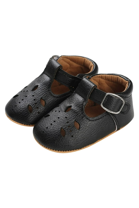 Baby Shoes Girl Boy Closed Toe Crib Shoes for First Walkers Casual Sneakers First Walkers Soft Sole Baby Shoes (Black,4)