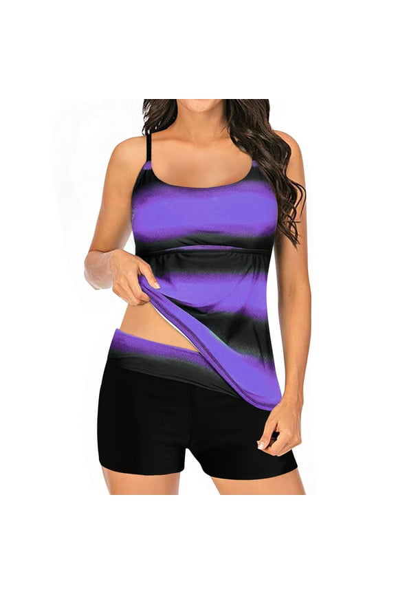 Bikini Sets For Women High Waisted Women One Piece Swimsuits Front Cross Keyhole Tummy Control Backless Bathing Suit Purple 3X-Large