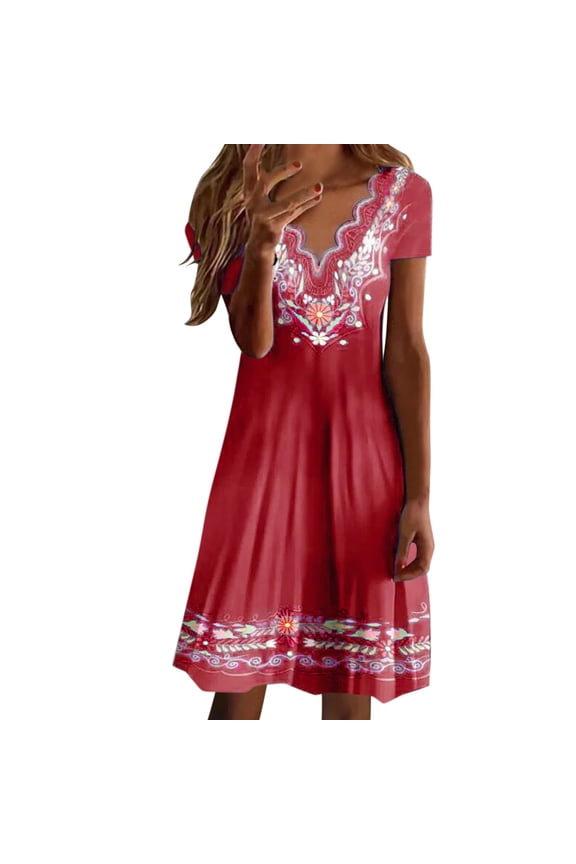 Black Plus Size Dresses Women's Midi Summer Dresses Casual V Neck Swiss Dot Ruffle Sleeveless A Line Beach Sun Dress Red XXL