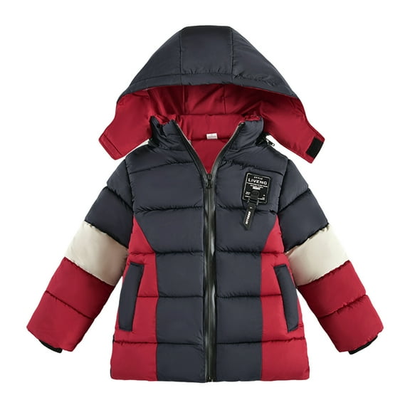 Eashery Boys Winter Puffer Jacket Coat Warm Hooded Parka Jacket Fall Winter Clothes Jackets for Boys (Red,3-4 Years)
