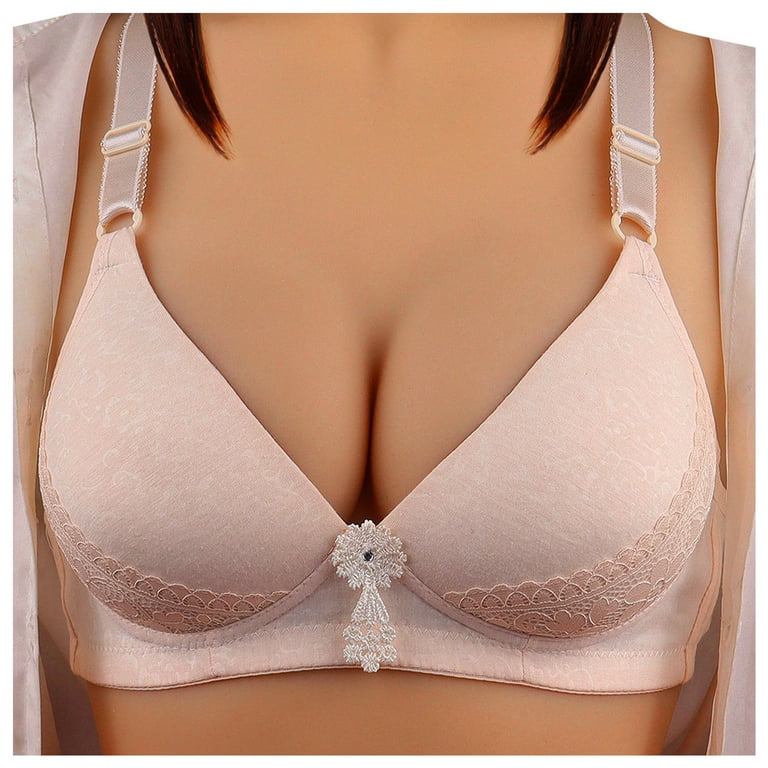 Eashery Bras For Women Plus Size Womens Comfortable Breathable Bra Without  Steel Ring Small Chest Push Up Underwear Women Bras Push Up Beige 90B 