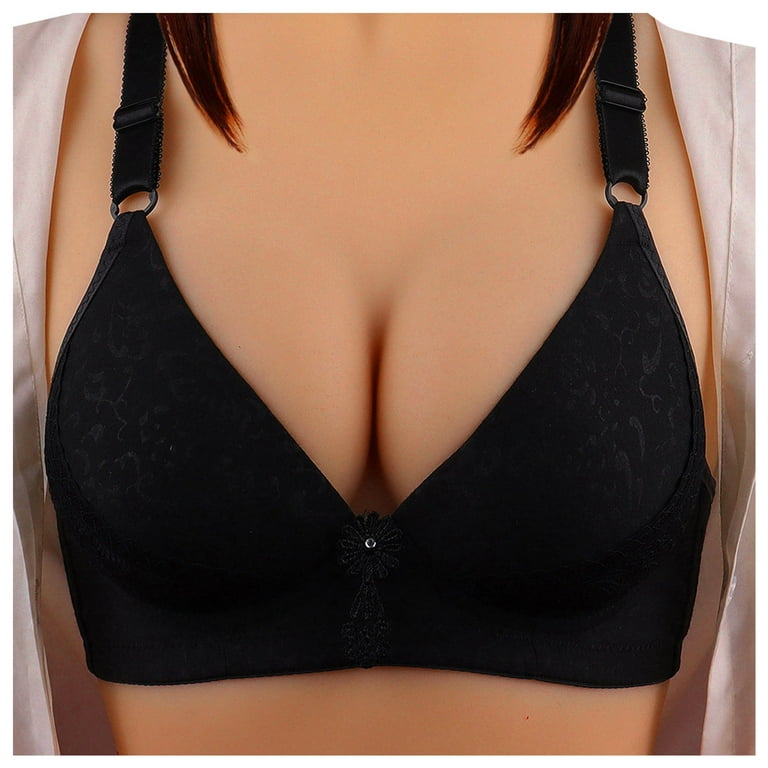 Eashery Bras For Women Plus Size Womens Comfortable Breathable Bra Without  Steel Ring Small Chest Push Up Underwear Women Bras Push Up Black 80B 