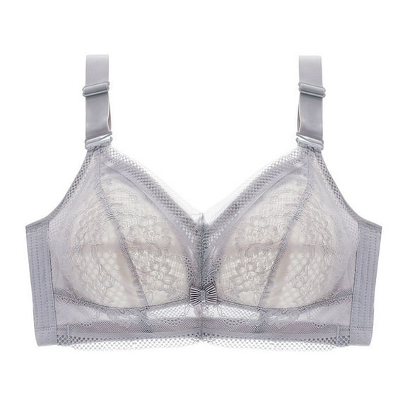 Eashery Bras for Women Embroidery Floral Lace Balconette Bra Womens Bra Push Up Grey 42C