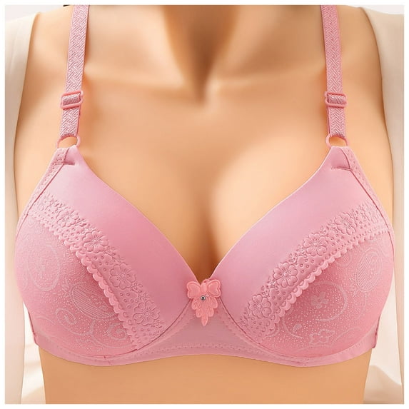 Eashery Bras for Women Wirefree Everyday Bra Push Up Bra Women Underwear Pink 85A