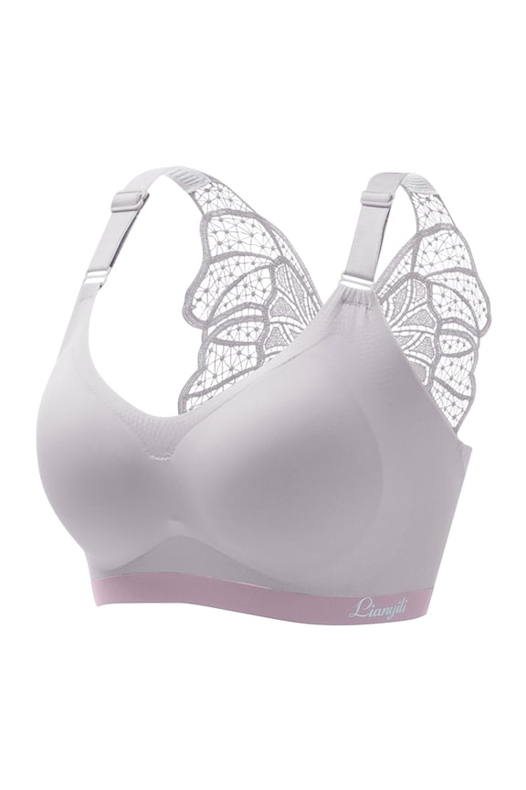 Bras for Women Women's Invisibles Comfort Seamless Wireless Skinny Strap Retro Bralette Bra Purple 6X-Large