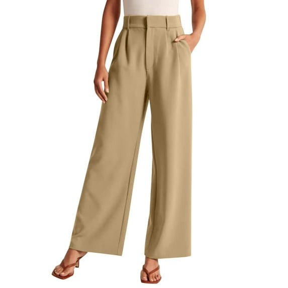 Eashery Capri Pants for Women Dressy Lounge Pants Cotton Linen Loose Fit Casual Pants Cotton Yoga Pants for Women (Solid Color,Khaki,M)
