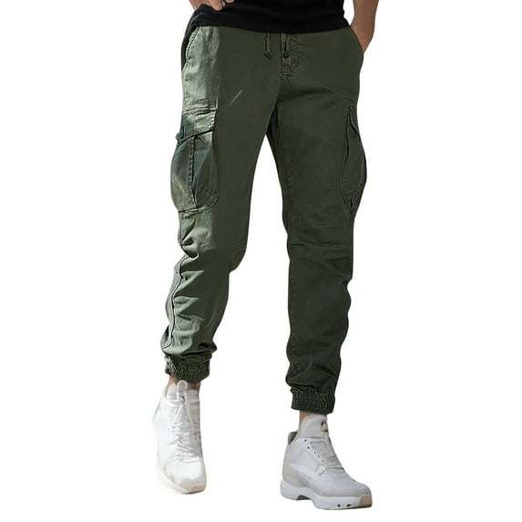 Eashery Cargo Jeans for Men Outdoor Straight Type Fitness Pants Cargo Pants Trousers Basic Stretch Twill Jogger Pants Mens Cargo Pants (Green,31)