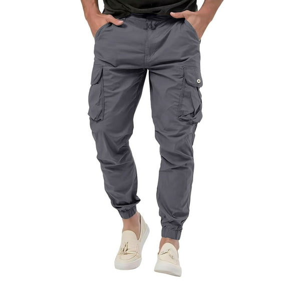 Eashery Cargo Joggers Men Outdoor Straight Type Fitness Pants Cargo Pants Trousers Classic Fit Easy Khaki Pants Khaki Pants Mens (Grey,3XL)