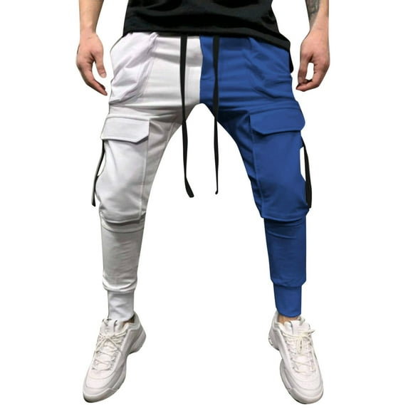 Eashery Cargo Joggers Men Relaxed Fit Cargo Pants With Stretch Lightweight Loose Elastic Waist Casual Beach Yoga Trousers Mens Linen Pants (BU2,L)