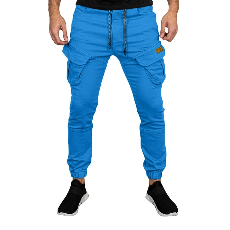 Eashery Cargo Pants for Men Outdoor Straight Type Fitness Pants Cargo Pants Trousers Outdoor Straight Type Fitness Pants Men Pants for Hot Weather Blue L Walmart