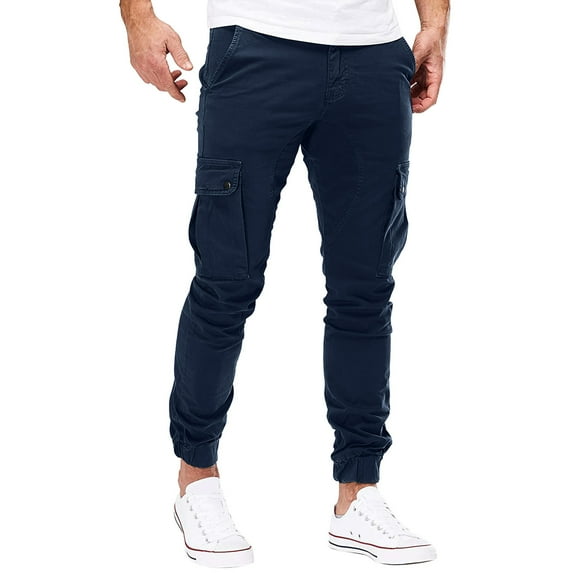 Eashery Cargo Pants for Men Flex Cargo Pant Cotton Relaxed Fit Full Elastic Waist Twill Pants Cargo Pants Men (Navy,XXL)