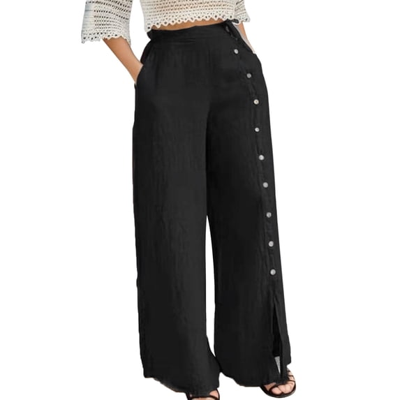 Eashery Casual Pants Trousers Flex Casual Pant Cotton Relaxed Fit Full Elastic Waist Twill Pants Womens Hiking Pants (Black,L)