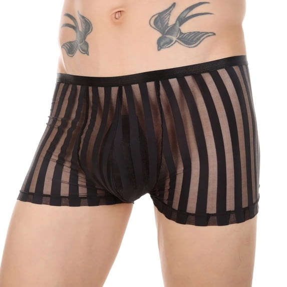 Eashery Cotton Underwear For Men Men Pants Casual Slim Men Striped Printed Breathable Mid Waist Black M