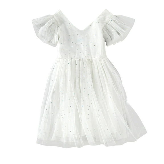 Eashery Dresses for Girls Sleeveless Children's Clothing Baby Girl Dresses White 110