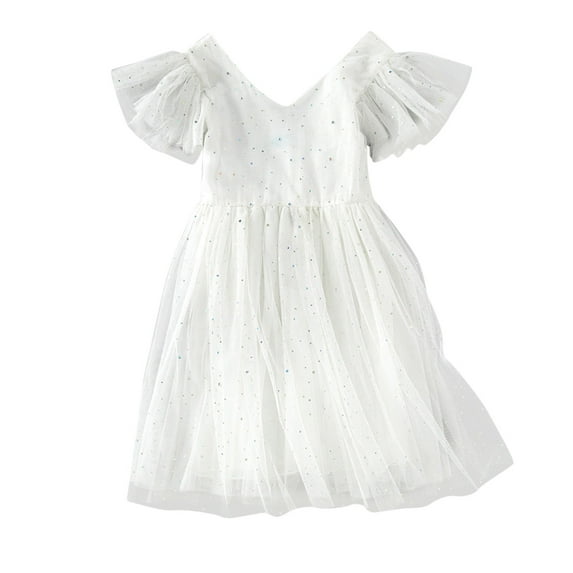 Eashery Dresses for Girls Sleeveless Children's Clothing Baby Girl Dresses White 110