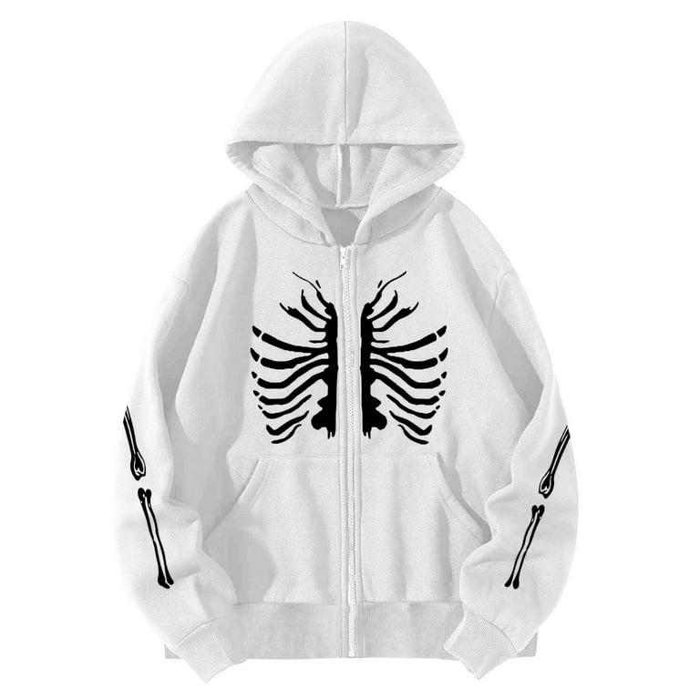 Eashery Fall Sweatshirts for Women Oversized Zip Up Hoodies Sweatshirts Teen Girl Fall Casual Drawstring Jackets with Pockets Off The Shoulder Sweatshirts for Women White L Walmart