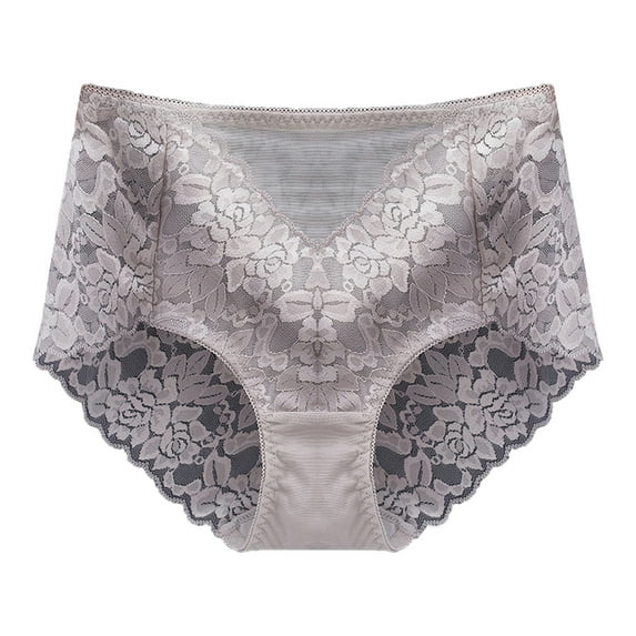 Eashery High Waisted Panties Women's Embrace Lace Hi-Cut Brief Panty Grey Medium