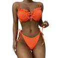 thumbnail image 1 of Eashery High Waisted Thong Bikini Women's Swim Skirt with Zipper Pockets High Waisted Tummy Control Bathing Suit Skirt Bikini Bottoms for Women Orange Small, 1 of 5