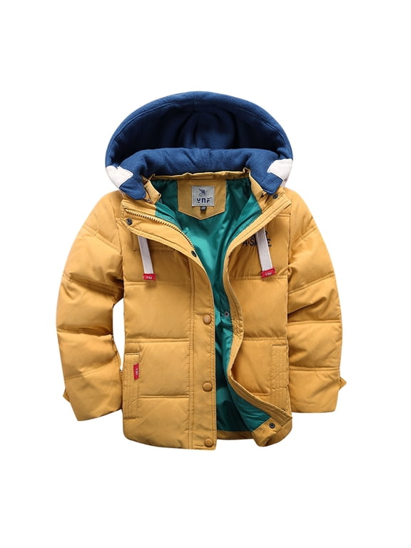 Kid's Winter Coat Boys Winter Jacket Coat Lightweight Pullover Top Jackets for Boys (Yellow,6-7 Years)
