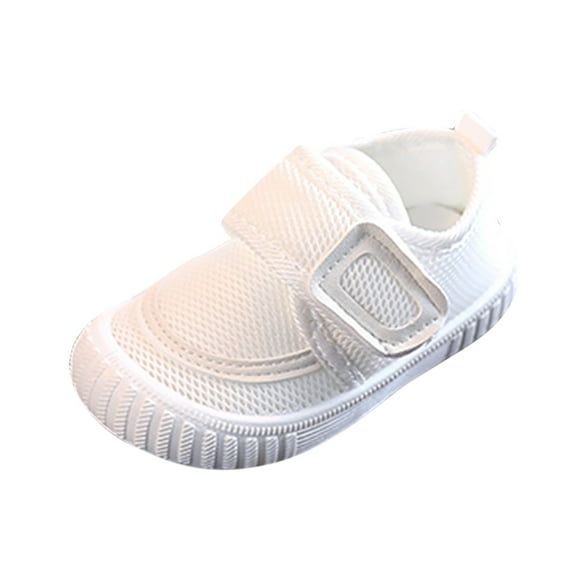 Eashery Kids Shoes Non Slip Floor Ankle Support Soft White Baby Shoes White 18 Months