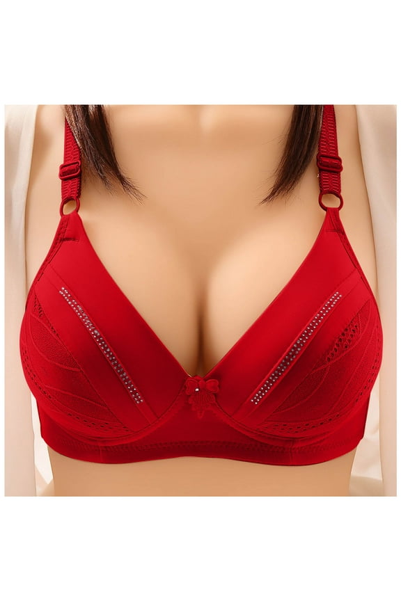 Lace Bras For Women Women's Plus Size Add 25 and a Half Cup Push Up Underwire Convertible Lace Bras Red 95C