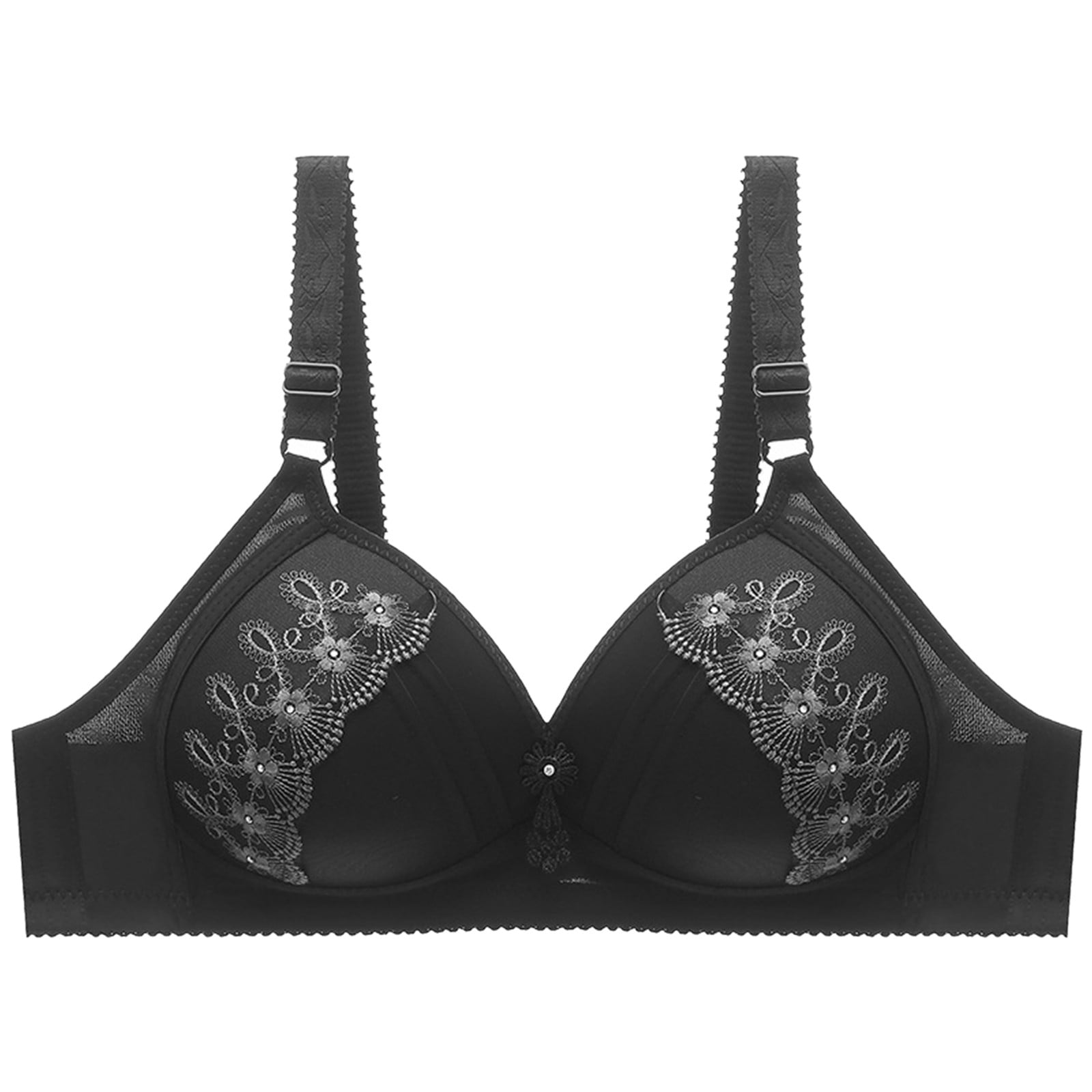 Eashery Lace Bras For Women Women's Plus Size Add 67 and a Half Cup Push Up  Underwire Convertible Lace Bras Black 100C