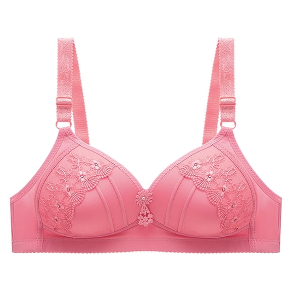 Eashery Women's Bra Front-Close Wirefree Bra Cotton Bralettes for Women Watermelon Red 105C