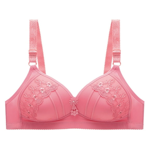 Eashery Women's Bra Front-Close Wirefree Bra Cotton Bralettes for Women Watermelon Red 105C