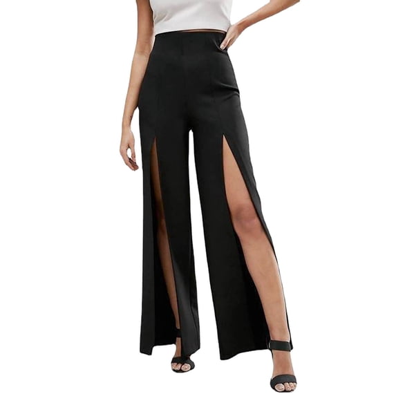 Eashery Linen Pants for Women Adjustable Lounge Trousers Relaxed Fit Yoga Pants Womens Hiking Pants (Solid Color,Black,XL)