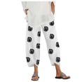 thumbnail image 1 of Eashery Linen Pants for Women Lounge Pants Pull On Dress Pants Women Trousers (Print Color,White,M), 1 of 5