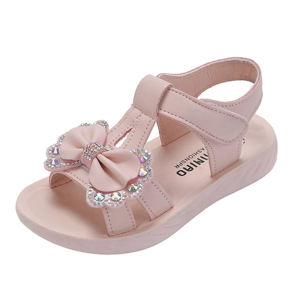 Eashery Little Girls Shoes Toddler Sandals Girl Girls Sandals Strappy Cute Flats Dress Sandals for Girls Kids Summer Shoes Open Toe Pink 1