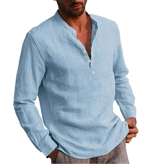 Eashery Long Sleeve Shirts For Men Men's Muscle T-Shirts Fashion Tee Long Sleeve Workout Gym Slim Fit T Shirts for Men Light Blue 2XL