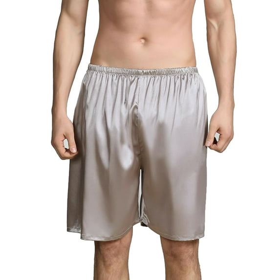 Eashery Matching Pajamas For Couples Men's Summer Sleepwear Short Pant Solid Color Casual Straight Elastic Waist Shorts Comfortable Pajama Pant Silver 3X-Large