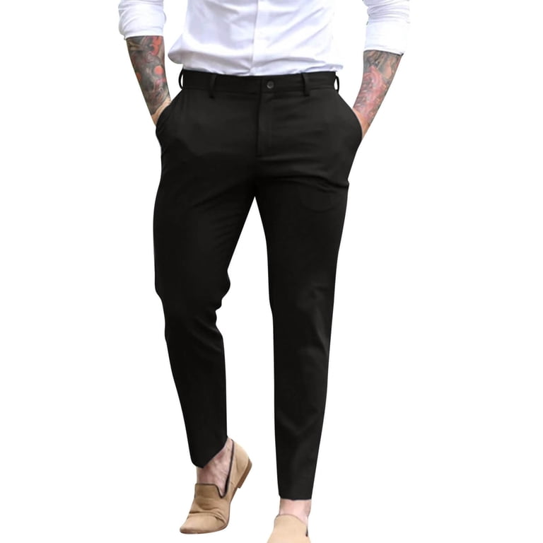 Eashery Men Pants Casual Straight Fit Easy Khaki Pants Stretch Twill Pant Pants for Men (Black,XXL)