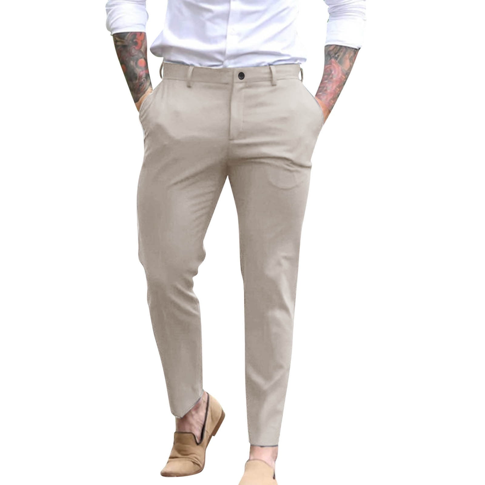 Eashery Men Pants Slim Fit Standard Tapered Chino Pants Lounge Jogger Pants  Mens Pants (Grey,Medium)