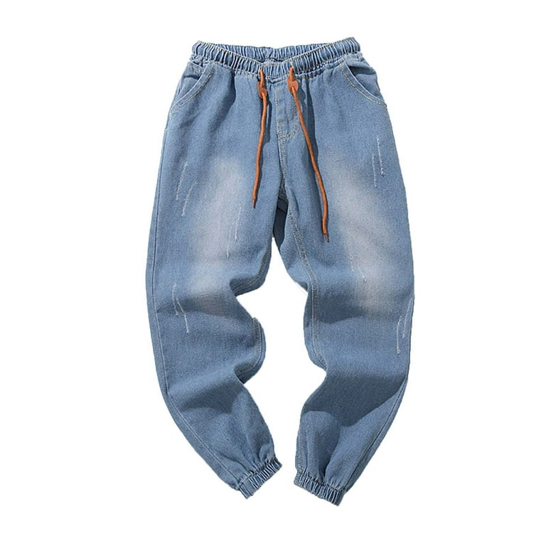 Relaxed Pull-on Jeans - Denim blue - Men