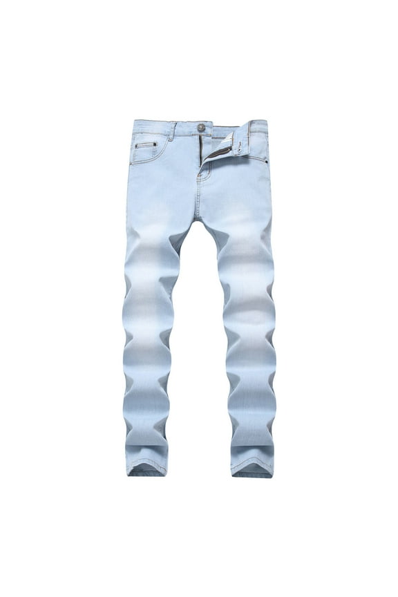Men Pants Slim Fit Jeans Slim Fit Skinny Denim Stretch Jean Pants Slim Fit Denim Jeans Mens Pants (Light Blue,34)