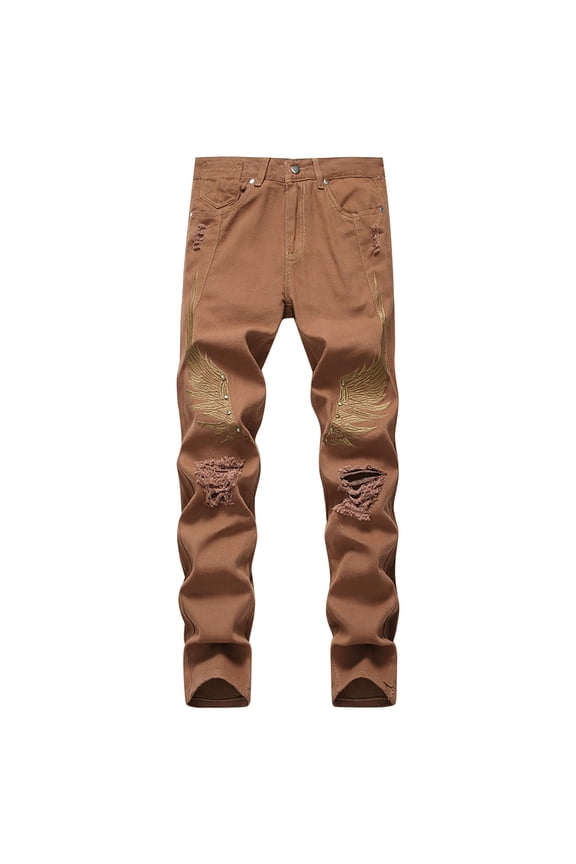 Men Pants Slim Fit Jeans Slim Fit Straight Leg Jean Slim Fit Jeans Mens Work Pants (Khaki,29)