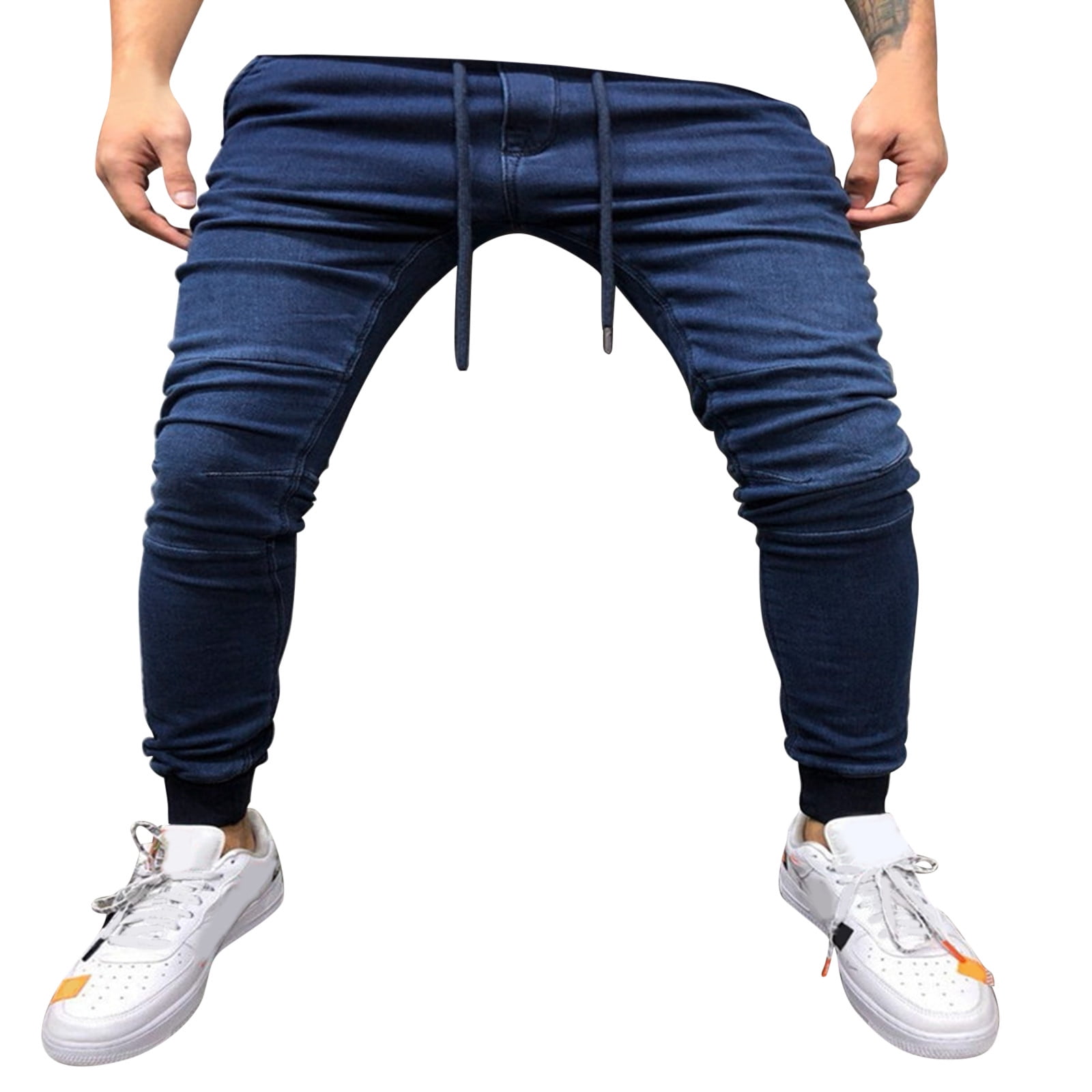 Eashery Men Pants Stretch Waist Retro Relaxed Fit Boot Cut Jean -Fit Stretch  Jeans Mens Dress Pants (Blue,L)