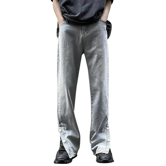 Eashery Men Pants Stretch Waist Skinny Slim Fit Ripped Stretch Jeans Pants Mid Rise Slim Jeans Mens Pants (Blue,S)