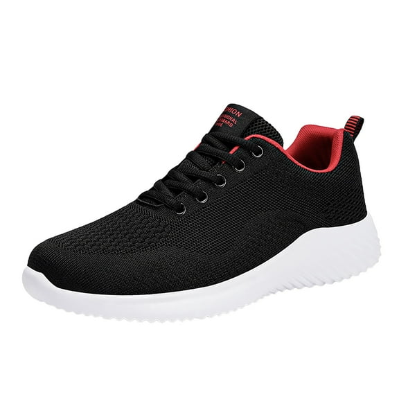Eashery Men Shoes Walking Shoes for Men- Slip On Sneakers Non Slip Lightweight Breathable Mesh for Indoor Outdoor Gym Travel Work Casual Tennis Running Shoes Red 11.5