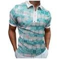 thumbnail image 1 of Eashery Men Tops Long Sleeve Cotton Polo Shirts For Men Men's Short Sleeve Cotton Pique Flag Graphic Polo Shirt Blue 3XL, 1 of 5